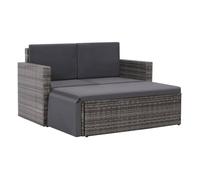 Set de muebles de jardín 2 pzas y cojines ratán sintético gris vidaxl