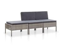 Set De Muebles De Jardín 3 Pzas Y Cojines Ratán Sintético Gris Vidaxl