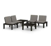 Set De Muebles De Jardín 4 Piezas Con Cojines Plástico Gris Vidaxl