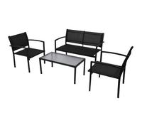 Set De Muebles De Jardín 4 Piezas Textilene Negro Vidaxl