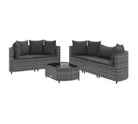 Set De Muebles De Jardín 6 Pzas Y Cojines Ratán Sintético Gris Vidaxl