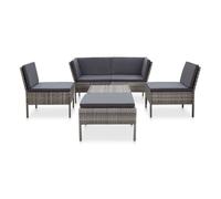 Set de muebles de jardín 6 pzas y cojines ratán sintético gris vidaxl