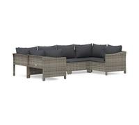 vidaXL Set de muebles de jardín 6 piezas con cojines ratán sintético gris