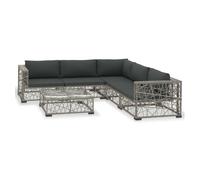 vidaXL Set de muebles de jardín 6 piezas ratán sintético con cojines gris 70 cm