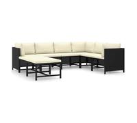 vidaXL Set de muebles de jardín 8 pzas con cojines, ratán sintético, negro