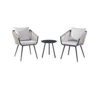 Set de muebles de jardín abriola 3 piezas acero/cuerda - antracita/gris [casa.pro]