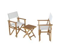 Set de muebles de jardín capistrello 3 piezas eucalipto/lino - blanco [casa.pro]