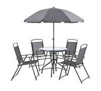 Set de muebles de jardín milagro para 4 personas con sombrilla negro gris oscuro [en.casa]