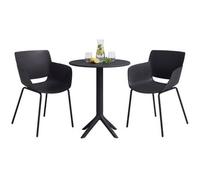 Set De Muebles De Jardín Siora Con 2 Sillas Para Balcón Y Terraza Plástico Negro 60x168x80 Cm Clp