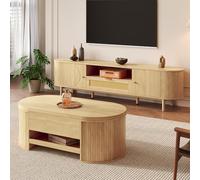 Set de muebles de salón Rosebibi con mesa de centro ajustable en altura y mueble para TV - diseño moderno, espacio de almacenamiento, bordes redondeados - armonía perfecta (mesa de centro+mueble para