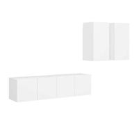 Set De Muebles De Salón Tv 4 Piezas Madera De Ingeniería Blanco Vidaxl
