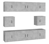 Set De Muebles De Tv 8 Pzas Madera Contrachapada Gris Hormigón Vidaxl