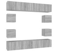 Set De Muebles Para Tv 10 Pzas Madera Contrachapada Gris Sonoma Vidaxl
