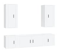 Set De Muebles Para Tv 5 Piezas Madera Contrachapada Blanco Vidaxl