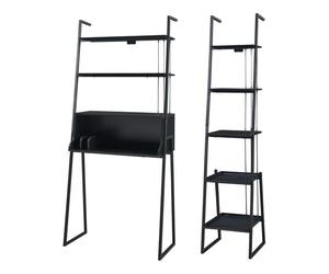 Set de muebles 'storfjord' 2 piezas: 1x escritorio 1x estantería metal - negro [en.casa]