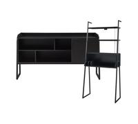 Set de muebles 'storfjord' 2 piezas: 1x escritorio 1x mueble tv metal - negro [en.casa]