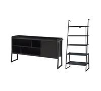 Set de muebles 'storfjord' 2 piezas: 1x estantería escalonada 1x mesa tv metal - negro [en.casa]
