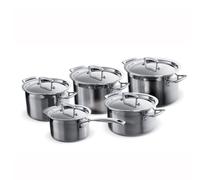 Set de Ollas y Cazos de Acero Inoxidable Le Creuset 5 Piezas con Tapa, Ideal para Todo Tipo de Cocinas