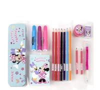 Set de Papelería Coloreable Caja Minnie - Estuche Completo para Niñas con Lápices de Colores, Rotuladores y Accesorios Escolares Decorados con Minnie Mouse para Dibujar, Pintar y Aprender
