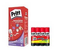 Set de pegamentos Pritt, cola para manualidades de 125 g y barras de pegamento 4 x 11 g, polvo para papel maché, pegamento transparente para manualidades, para colegio y oficina