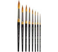 Set de pinceles multimedia "Original Gold 9020 Ultra Round Series" de alta calidad, con cerdas doradas de taklon, en formato redondo y con 8 tamaños diferentes (tamaños 2, 4, 6, 8, 10, 12, 14, 16)