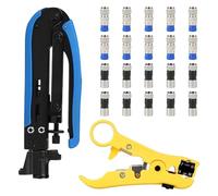 Set de pinzas de compresión, herramienta de desforrado para cables coaxiales, pinza de crimpado y herramienta de desforrado G6 RG59 RG7 RG11, con 20 conectores de compresión F