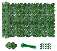 Set de plantas artificiales "Kunsthecke" de 100 x 300 cm - Protector de privacidad - Hiedra artificial - Hojas de parra - Decoración para balcón - Fácil de mantener - Valla de protección