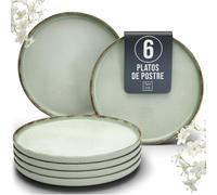 Platos para el desayuno de cerámica, para 6 personas. Estilo rústico, de alta calidad. Juego de platos de postre en estilo campestre. Platos para tarta aptos para lavavajillas y resistentes a arañazos