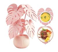 Set de Posavasos de Monstera Base Extraíble Antideslizante de Monstera | Posavasos para mesa de centro para Escritorio, Salón, Cocina, Barra, Comedor, Fiestas, Primavera y Verano Rosa