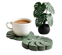 Set de Posavasos de Monstera Base Extraíble Antideslizante de Monstera | Sets de Posavasos Decorativos para Escritorio, Salón, Cocina, Barra, Comedor, Fiestas, Primavera y Verano Negro