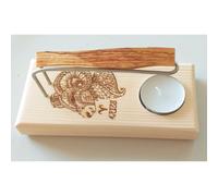 Set de Quemador de Palo Santo y Velas para Incienso con Base de Madera Natural - Signo Zodiacal Aries por YA-DECOREGALOS