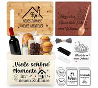 Set de regalo para la inauguración: cesta para pan, tabla de cortar, cuchara, paño y más