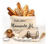 Set de regalo para la inauguración de una casa: cesta para pan, 8 posavasos, vela aromática, decoración para el hogar