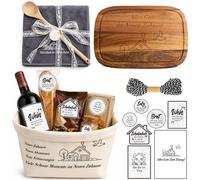 Set de regalo para la inauguración, que incluye: cesta para pan, tabla de cortar, paño de cocina y cuchara