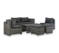 Set De Salón Para Jardín 6 Pzs Y Cojines Ratán Sintético Gris Vidaxl