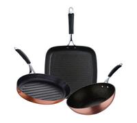 Set de sartén grill 28x28cm + wok ø28cm + sartén para pescado 32x21,8x4cm en aluminio forjado con revestimiento antiadherente ilag cooper bergner 28 cm
