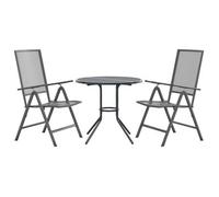 Set De Sillas Jardín Reclinables 3 Piezas Acero Antracita Vidaxl