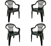 Set de Sillas plasticas para Terraza, Jardín, Patio, Playa, Camping, apilables (4X Gris Antracita) COSHANO