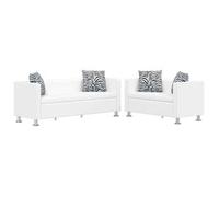 Set De Sofás 3 Plazas Y 2 Plazas Cuero Artificial Blanco 120 X 62,5 X 63 Cm Vidaxl