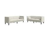 Set De Sofás Chesterfield Con Cojines 2 Piezas Terciopelo Crema Vidaxl