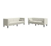 Set De Sofás Chesterfield Con Cojines 2 Piezas Terciopelo Crema Vidaxl