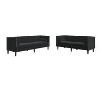 Set De Sofás Chesterfield Con Cojines 2 Piezas Terciopelo Negro Vidaxl