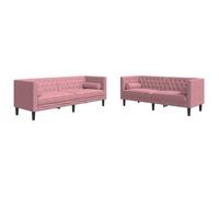 Set De Sofás Chesterfield Con Cojines 2 Piezas Terciopelo Rosa Vidaxl
