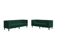 Set De Sofás Chesterfield Con Cojines 2 Piezas Terciopelo Verde Vidaxl