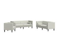Set De Sofás Chesterfield Con Cojines 3 Piezas Terciopelo Crema Vidaxl