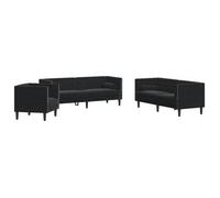 Set De Sofás Chesterfield Con Cojines 3 Piezas Terciopelo Negro Vidaxl