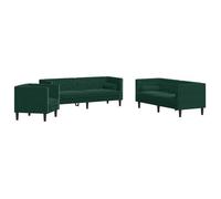 Set De Sofás Chesterfield Con Cojines 3 Piezas Terciopelo Verde Vidaxl