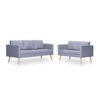 Set De Sofás De 2 Y 3 Plazas De Tela Gris Claro 116 X 70 X73 Cm Vidaxl
