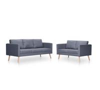 Set De Sofás De 2 Y 3 Plazas De Tela Gris Oscuro 116 X 70 X73 Cm Vidaxl