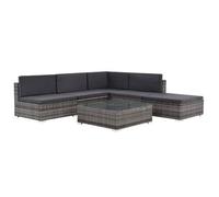 vidaXL Set de sofás de jardín 6 Piezas y Cojines ratán sintético Gris